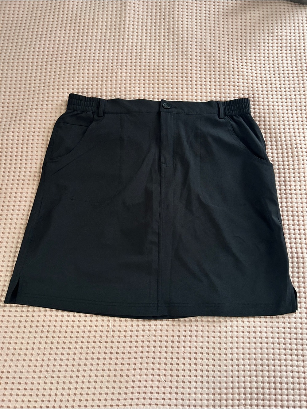 Tilley Classic Black Elastic-Waist Mini Skort with Front Pockets